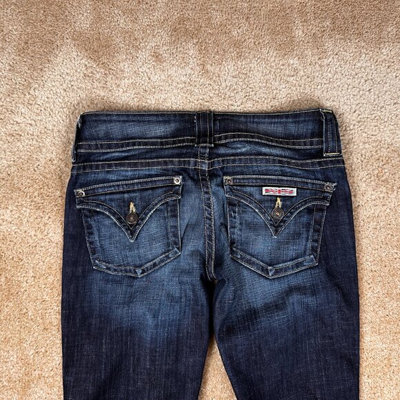 Hudson Women’s Dark Wash Denim Flare Bootcut Stretch Flap Pockets USA Made Sz 28 - Picture 2 of 7